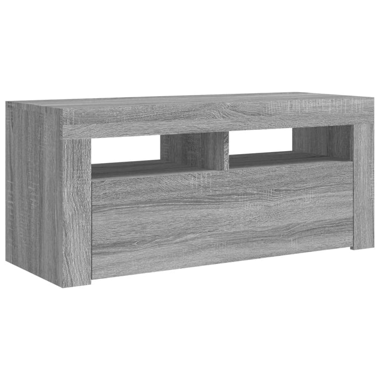 Tv-meubel met LED-verlichting 90x35x40 cm grijs sonoma eiken