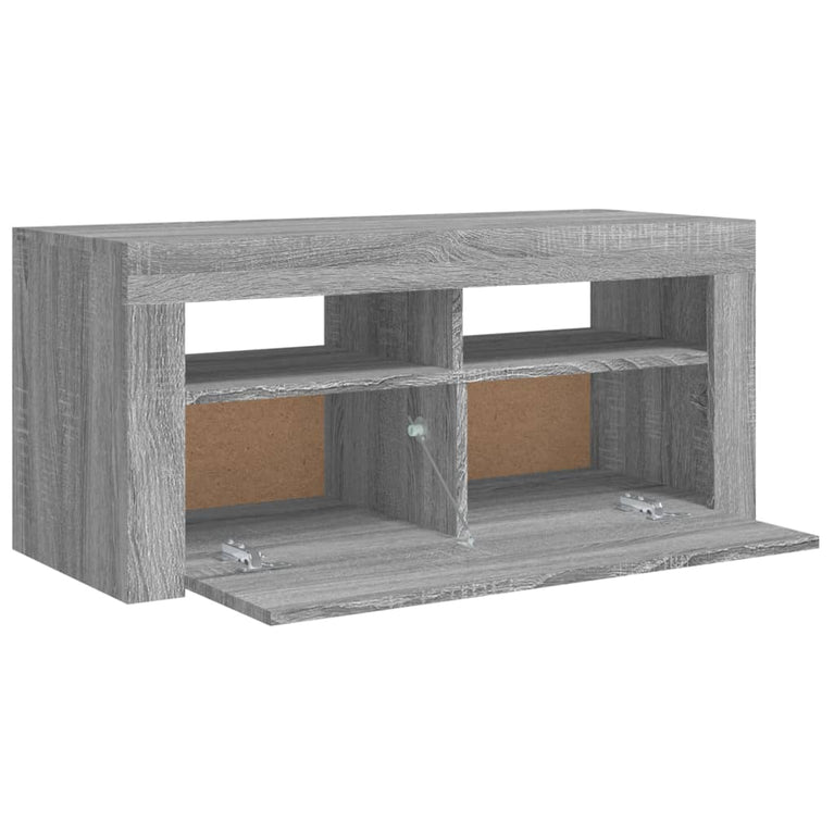 Tv-meubel met LED-verlichting 90x35x40 cm grijs sonoma eiken