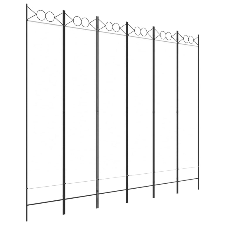 Kamerscherm met 6 panelen 240x200 cm stof wit