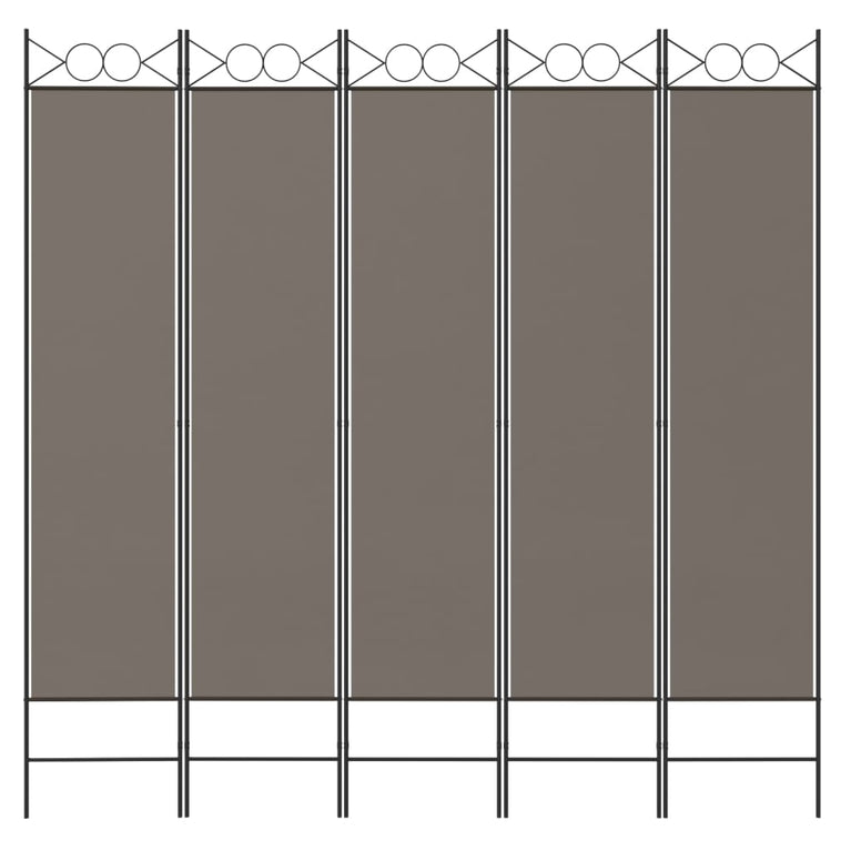 Kamerscherm met 5 panelen 300x200 cm stof antracietkleurig