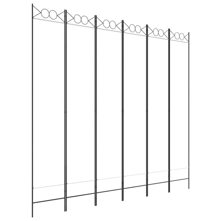 Kamerscherm met 6 panelen 240x220 cm stof wit