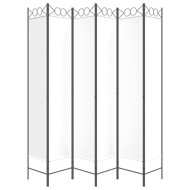 Kamerscherm met 6 panelen 240x220 cm stof wit