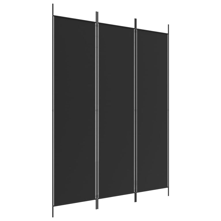 Kamerscherm met 3 panelen 150x200 cm stof zwart