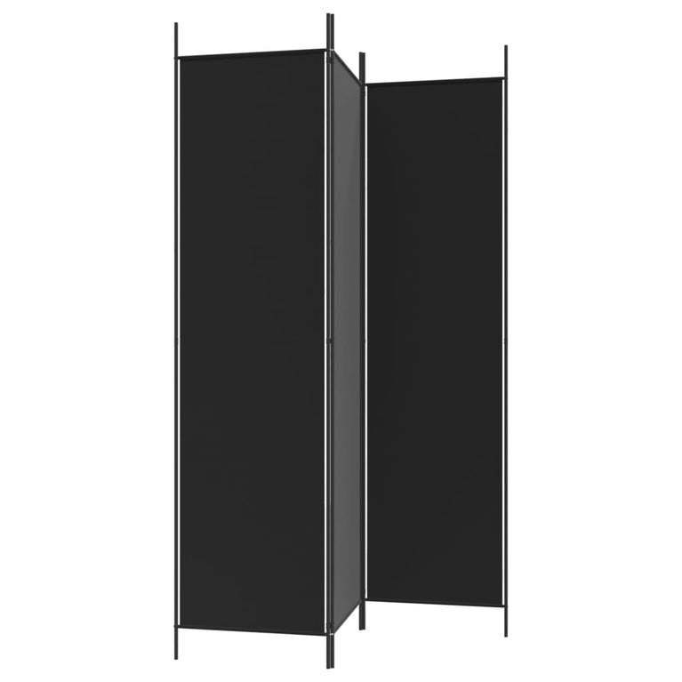 Kamerscherm met 3 panelen 150x200 cm stof zwart
