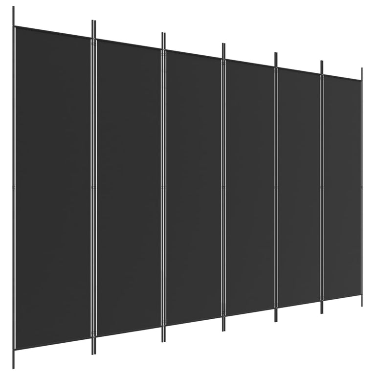 Kamerscherm met 6 panelen 300x200 cm stof zwart
