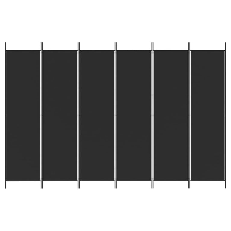 Kamerscherm met 6 panelen 300x200 cm stof zwart
