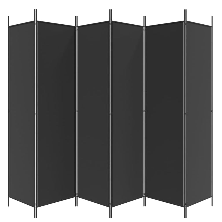 Kamerscherm met 6 panelen 300x200 cm stof zwart