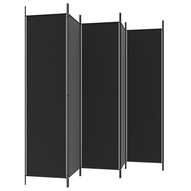 Kamerscherm met 6 panelen 300x200 cm stof zwart