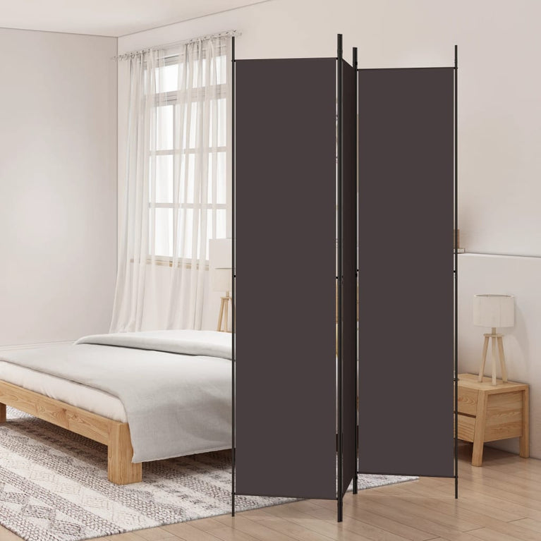 Kamerscherm met 3 panelen 150x220 cm stof bruin