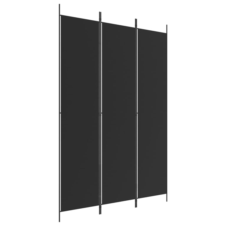 Kamerscherm met 3 panelen 150x220 cm stof zwart