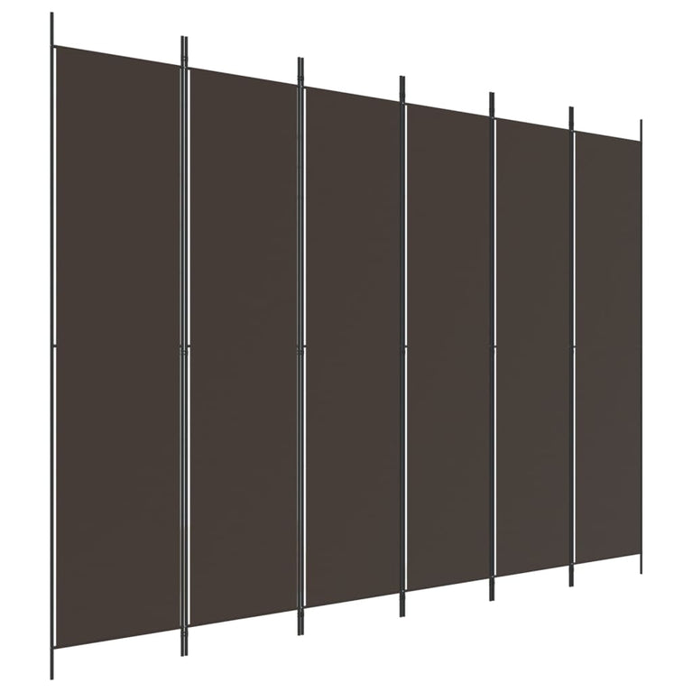 Kamerscherm met 6 panelen 300x220 cm stof bruin