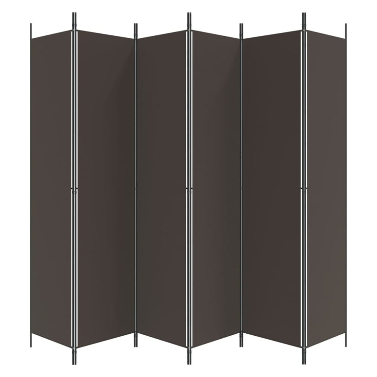 Kamerscherm met 6 panelen 300x220 cm stof bruin
