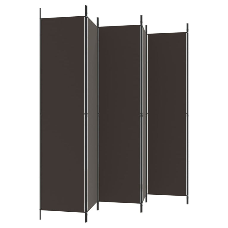 Kamerscherm met 6 panelen 300x220 cm stof bruin