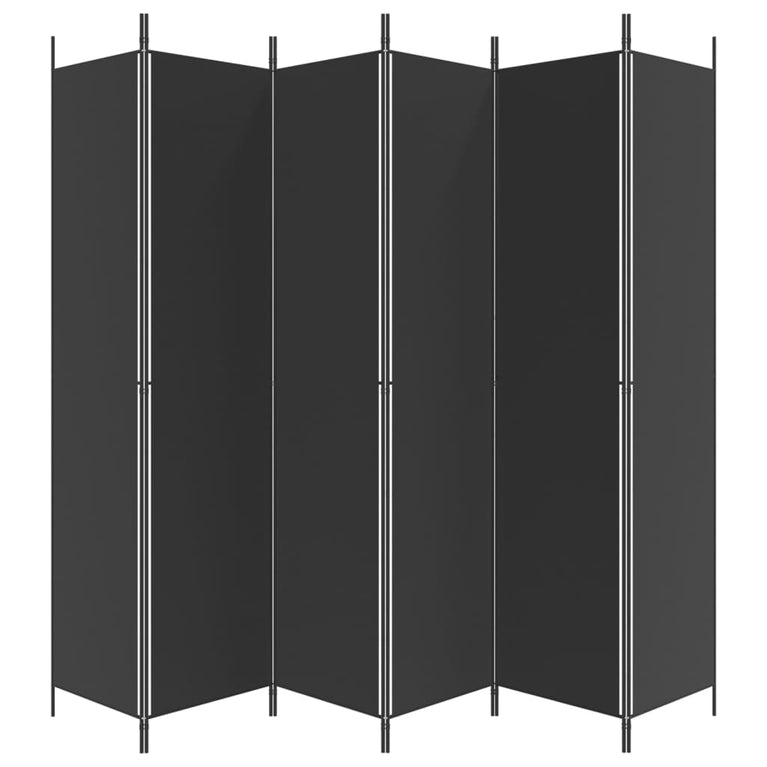 Kamerscherm met 6 panelen 300x220 cm stof zwart