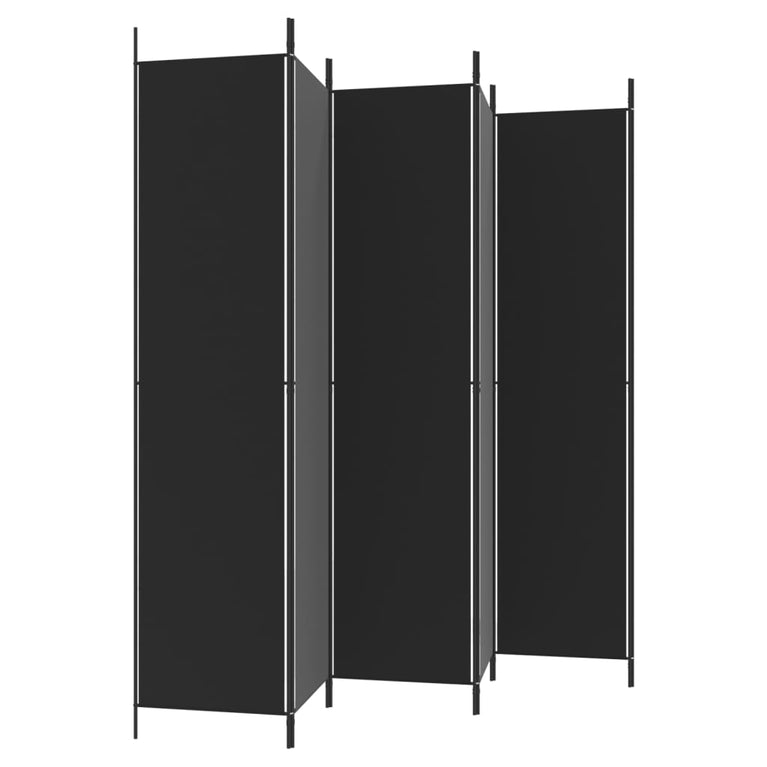 Kamerscherm met 6 panelen 300x220 cm stof zwart