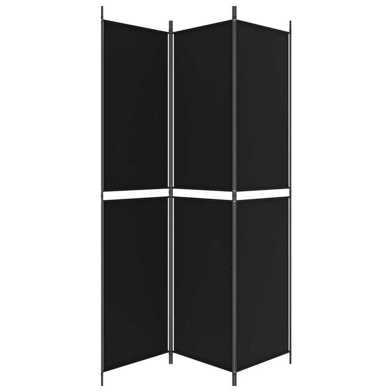 Kamerscherm met 3 panelen 150x220 cm stof zwart