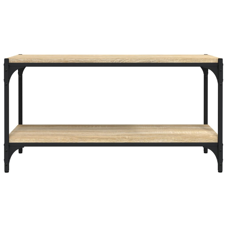 Tv-meubel 80x33x41 cm bewerkt hout en staal sonoma eikenkleurig
