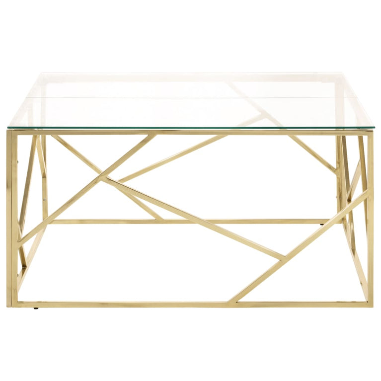 Salontafel roestvrijstaal en gehard glas goudkleurig