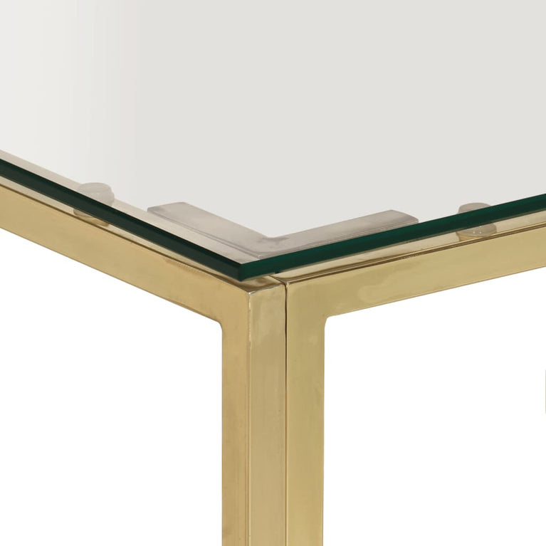 Salontafel roestvrijstaal en gehard glas goudkleurig
