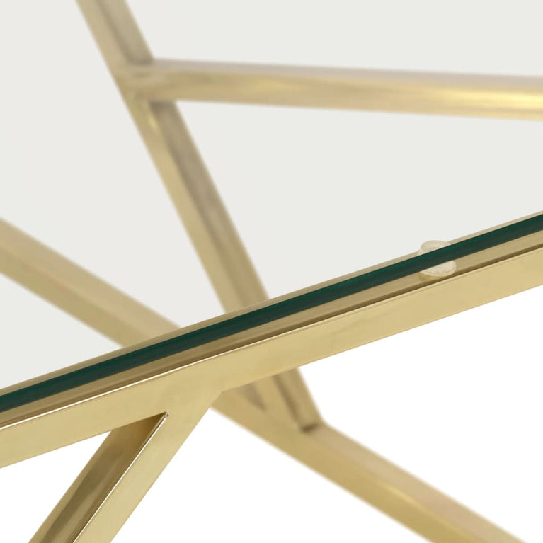 Salontafel roestvrijstaal en gehard glas goudkleurig