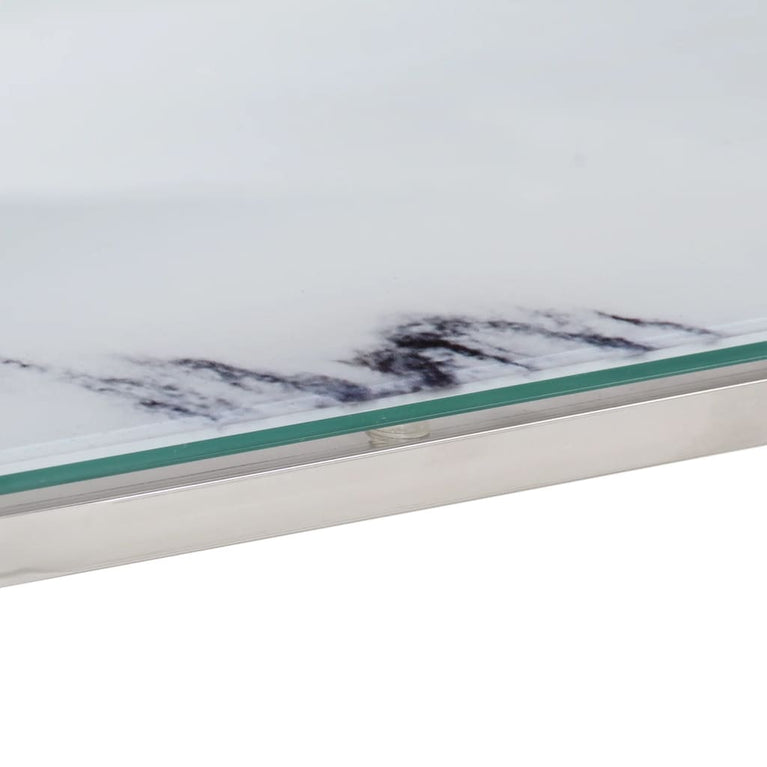 Salontafel roestvrijstaal en gehard glas zilverkleurig