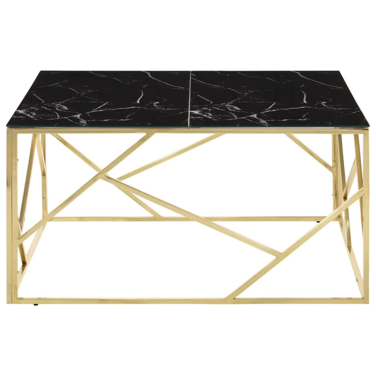 Salontafel roestvrijstaal en gehard glas goudkleurig