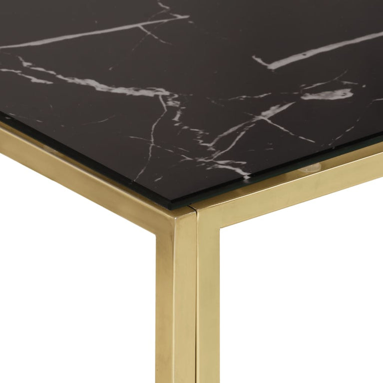 Salontafel roestvrijstaal en gehard glas goudkleurig