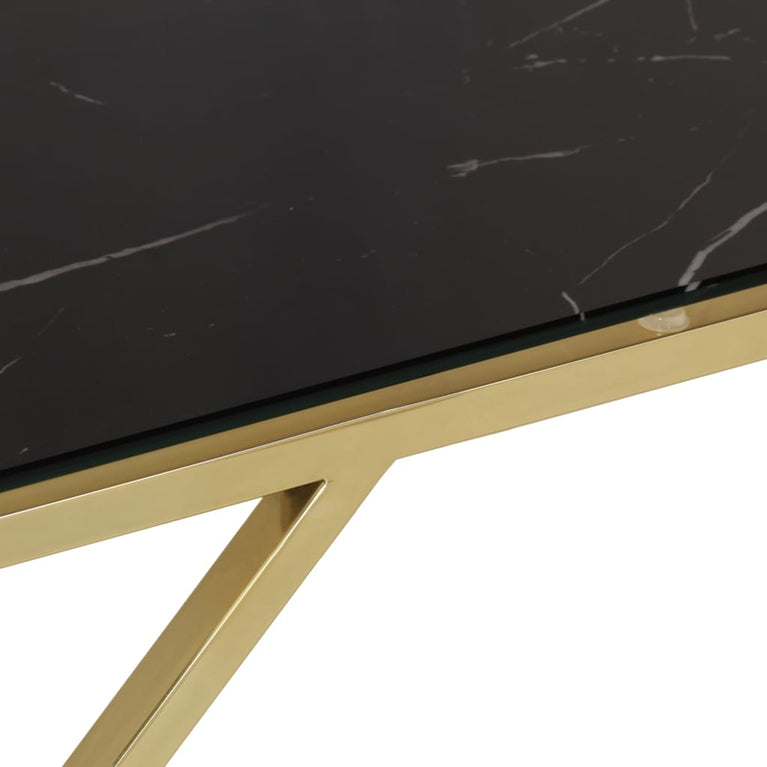 Salontafel roestvrijstaal en gehard glas goudkleurig