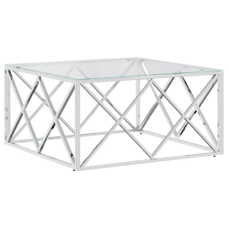 Salontafel 80x80x40 cm roestvrij staal en glas
