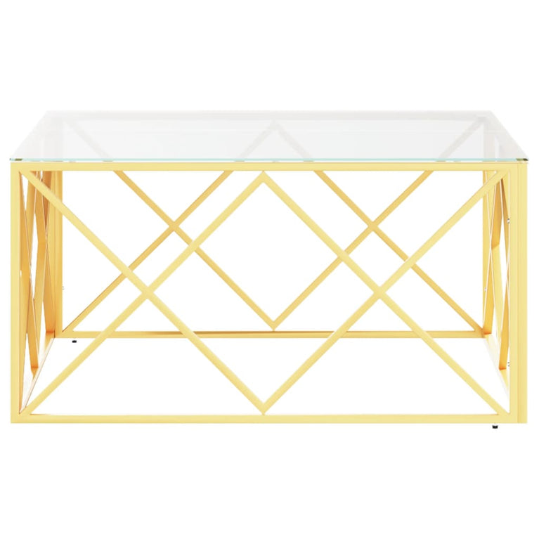 Salontafel 80x80x40 cm roestvrij staal en glas