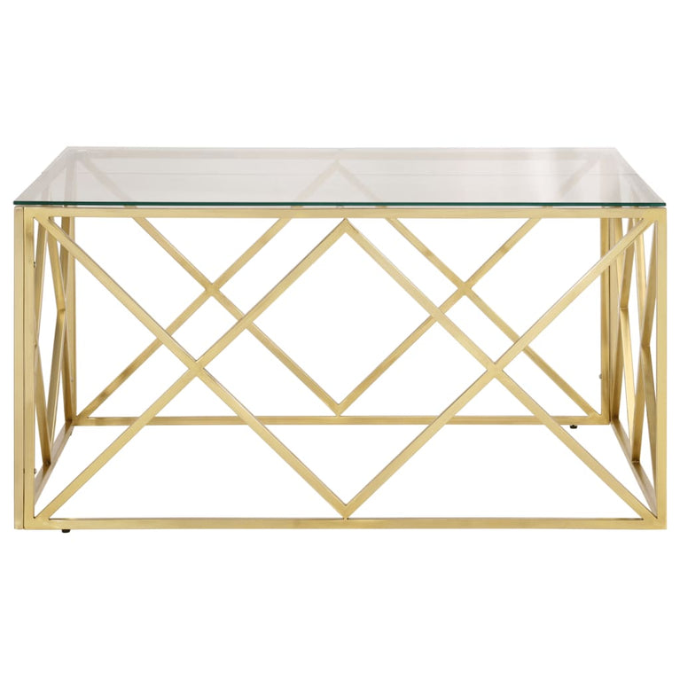 Salontafel roestvrijstaal en gehard glas goudkleurig