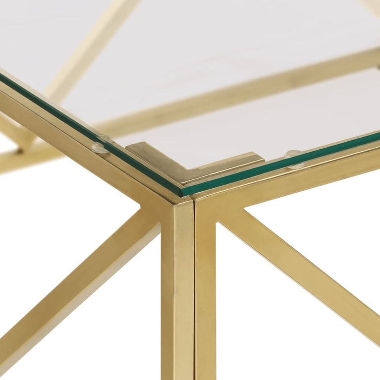 Salontafel roestvrijstaal en gehard glas goudkleurig