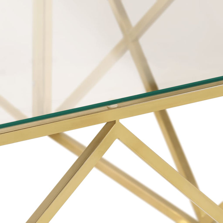 Salontafel roestvrijstaal en gehard glas goudkleurig