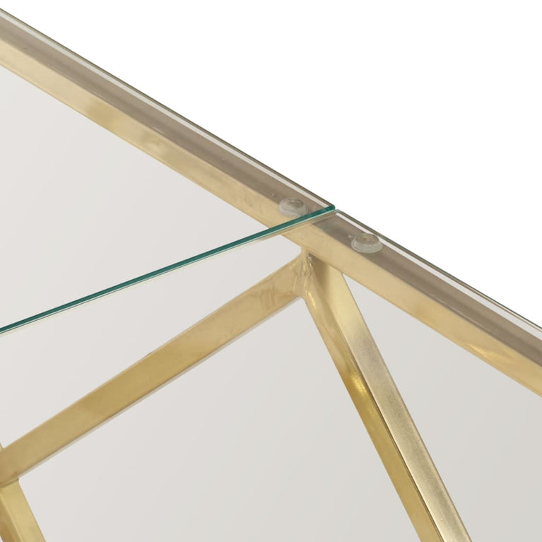 Salontafel roestvrijstaal en gehard glas goudkleurig