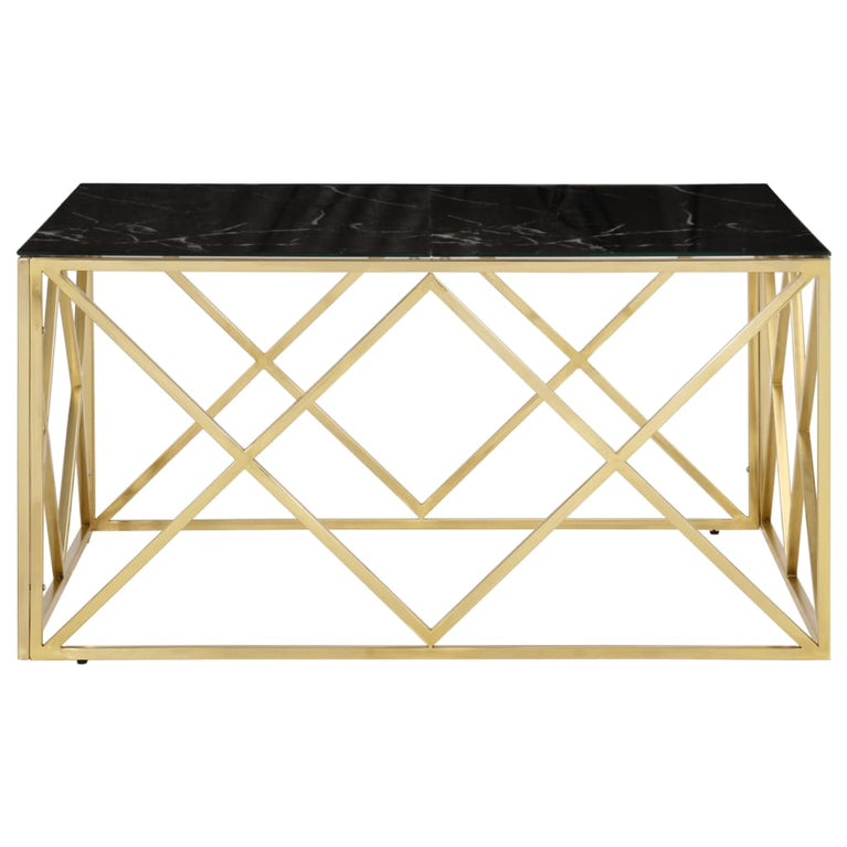 Salontafel roestvrijstaal en gehard glas goudkleurig
