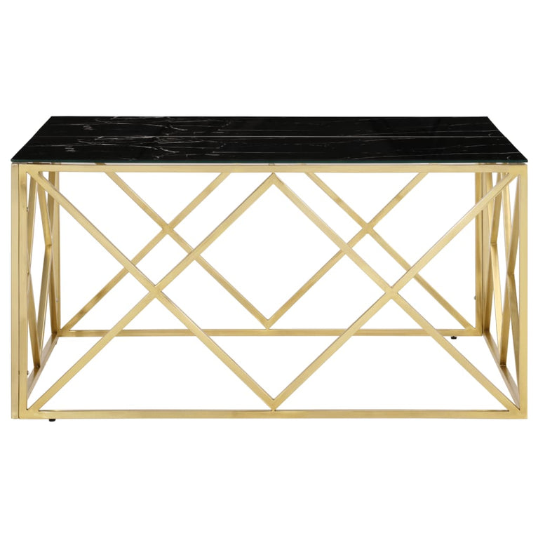 Salontafel roestvrijstaal en gehard glas goudkleurig