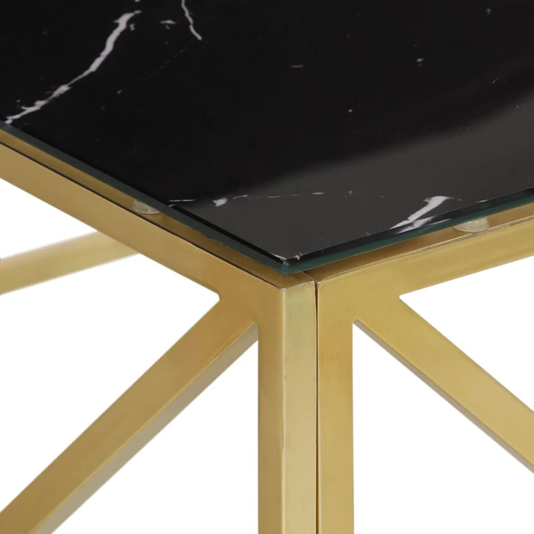 Salontafel roestvrijstaal en gehard glas goudkleurig