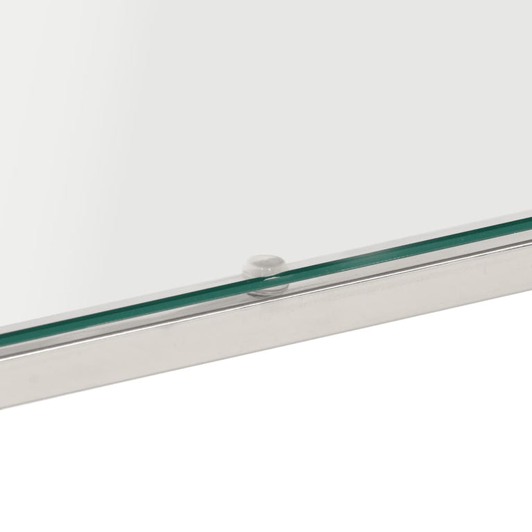 Salontafel roestvrijstaal en gehard glas zilverkleurig