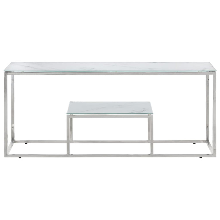 Salontafel roestvrijstaal en gehard glas zilverkleurig