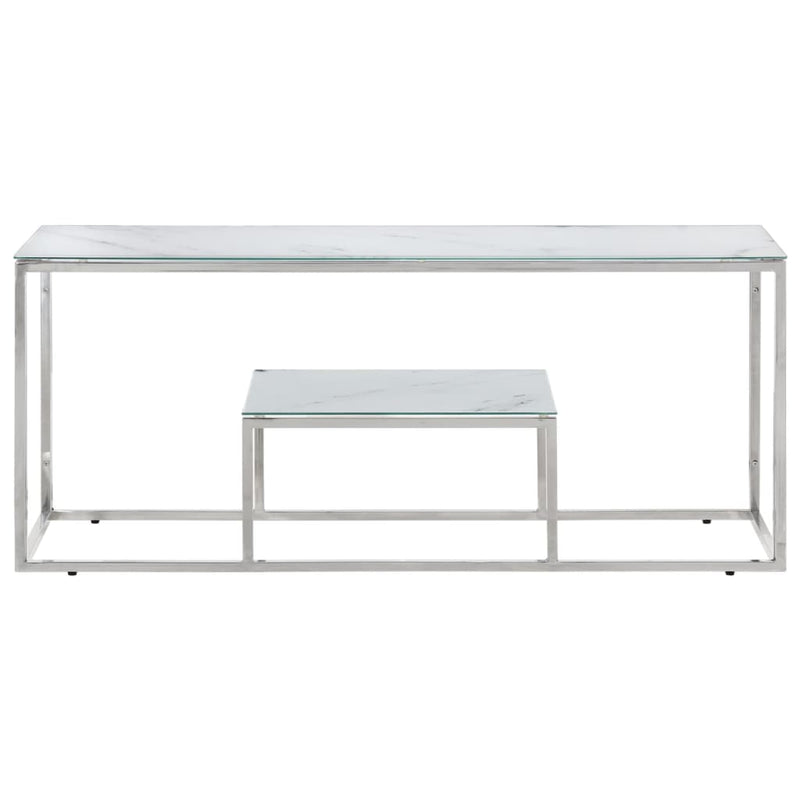 Salontafel roestvrijstaal en gehard glas zilverkleurig