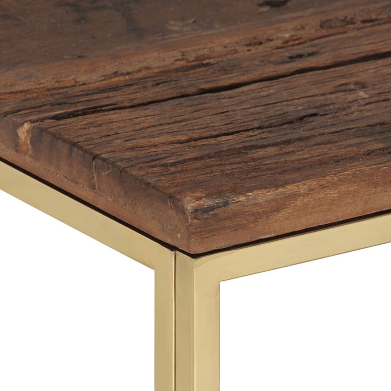 Salontafel roestvrij staal en massief hout goudkleurig