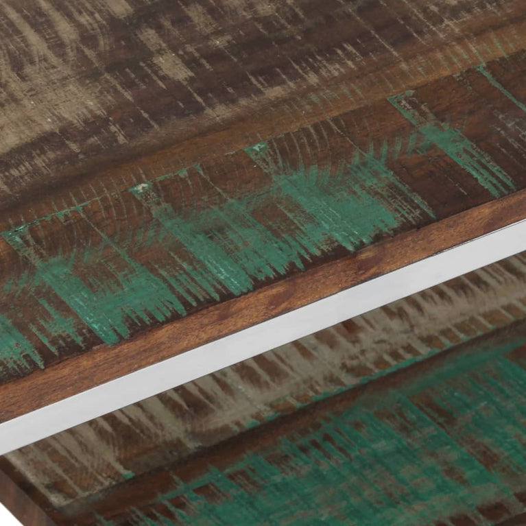 Salontafel roestvrij staal en massief gerecycled hout zilver