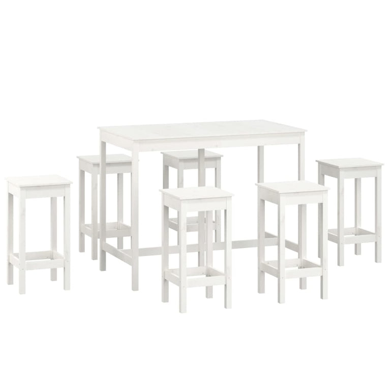7-delige Barset massief grenenhout wit