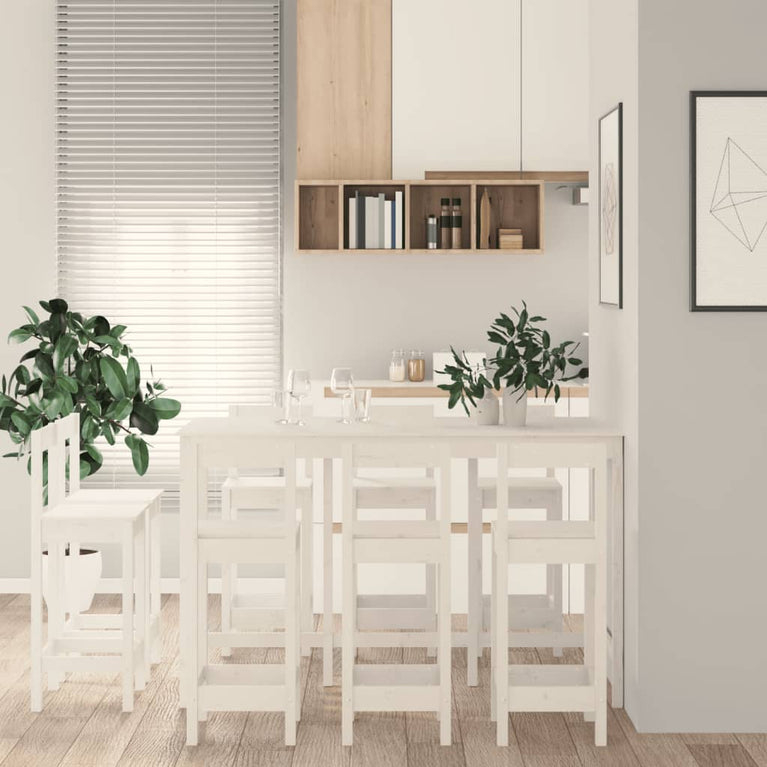 9-delige Barset massief grenenhout wit