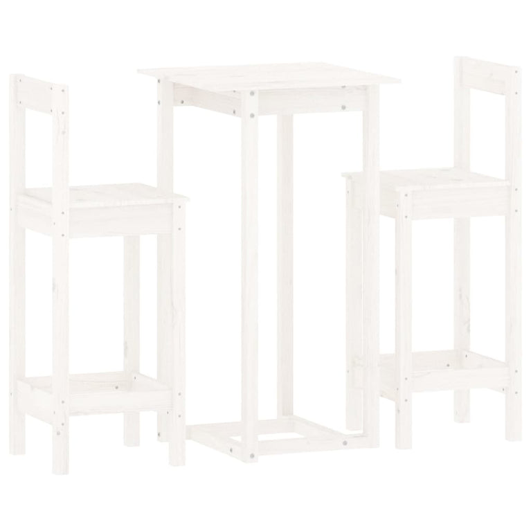 3-delige Barset massief grenenhout wit