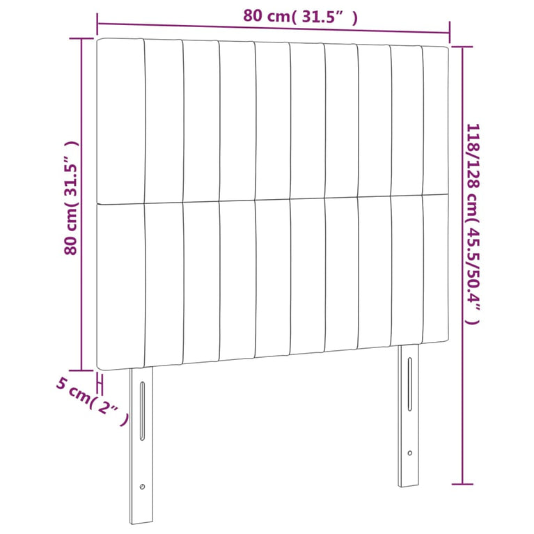 Hoofdborden 2 st 80x5x78/88 cm stof lichtgrijs