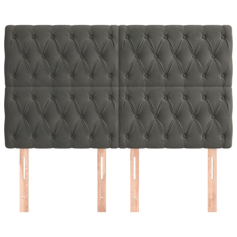Hoofdborden 4 st 72x7x78/88 cm fluweel donkergrijs