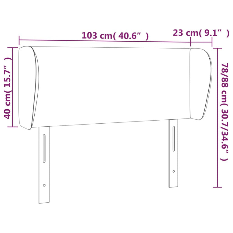 Hoofdbord met randen 103x23x78/88 cm stof taupe
