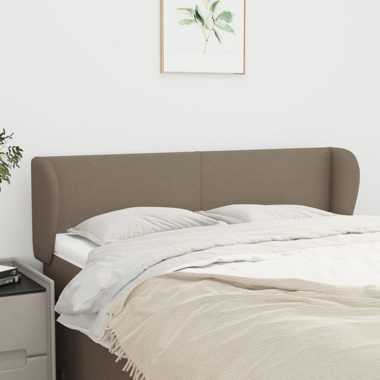 Hoofdbord met randen 147x23x78/88 cm stof taupe