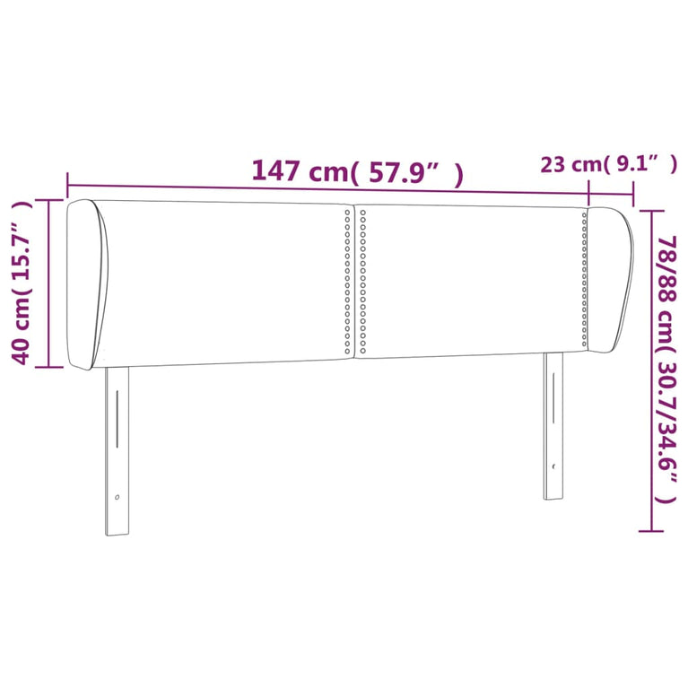 Hoofdbord met randen 147x23x78/88 cm stof taupe